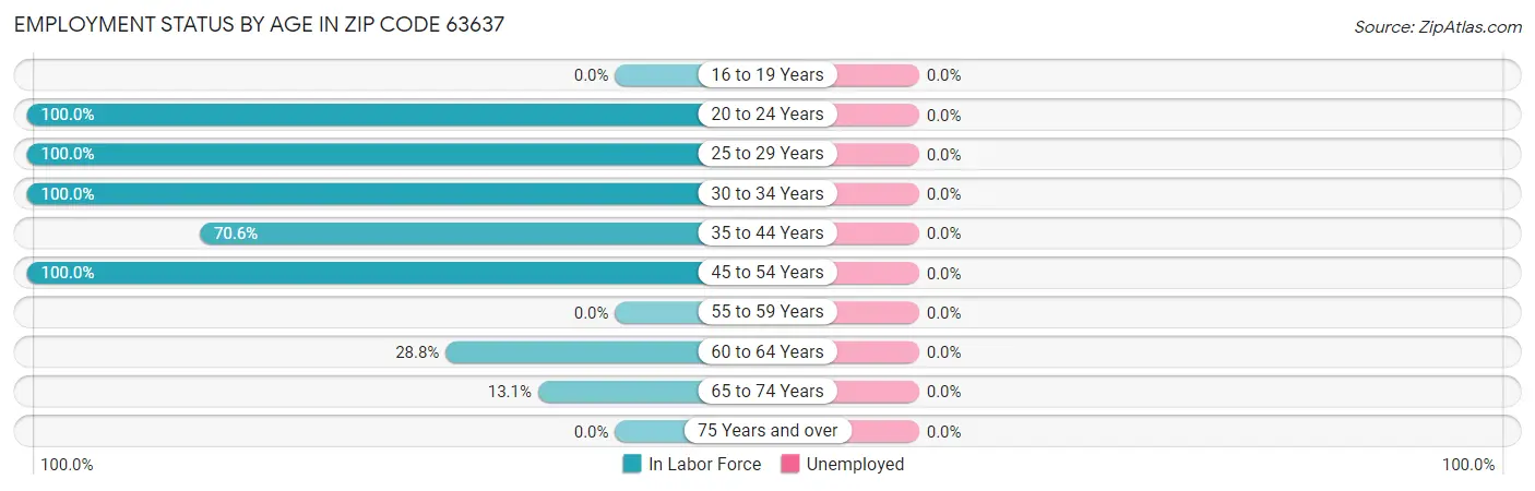Employment Status by Age in Zip Code 63637