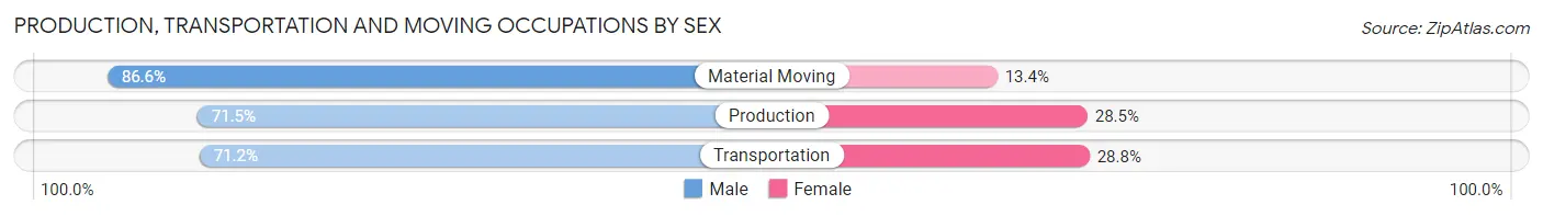Production, Transportation and Moving Occupations by Sex in Zip Code 63640
