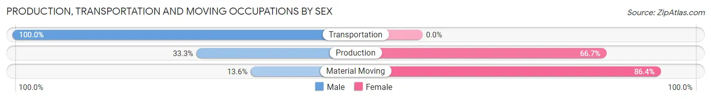 Production, Transportation and Moving Occupations by Sex in Zip Code 63656