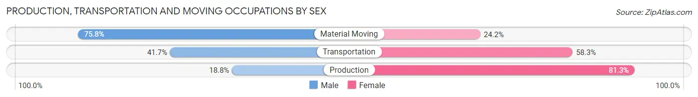 Production, Transportation and Moving Occupations by Sex in Zip Code 63663