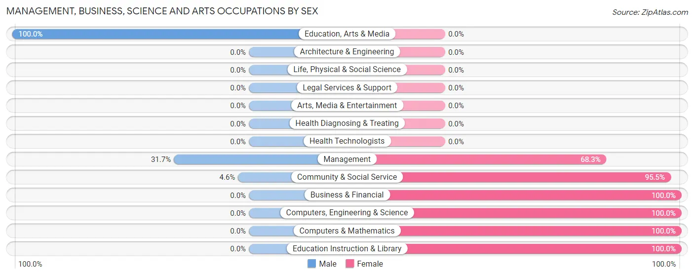 Management, Business, Science and Arts Occupations by Sex in Zip Code 63665