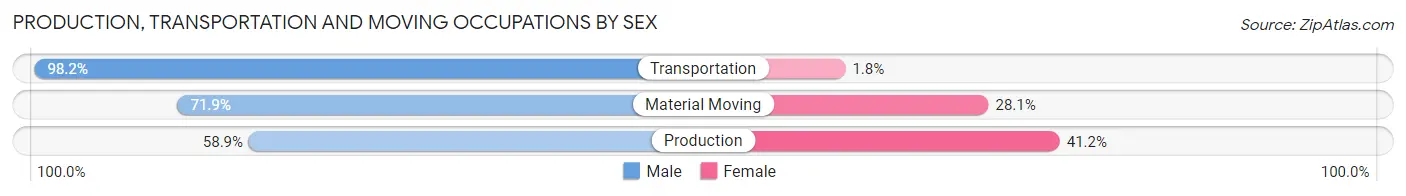 Production, Transportation and Moving Occupations by Sex in Zip Code 63673