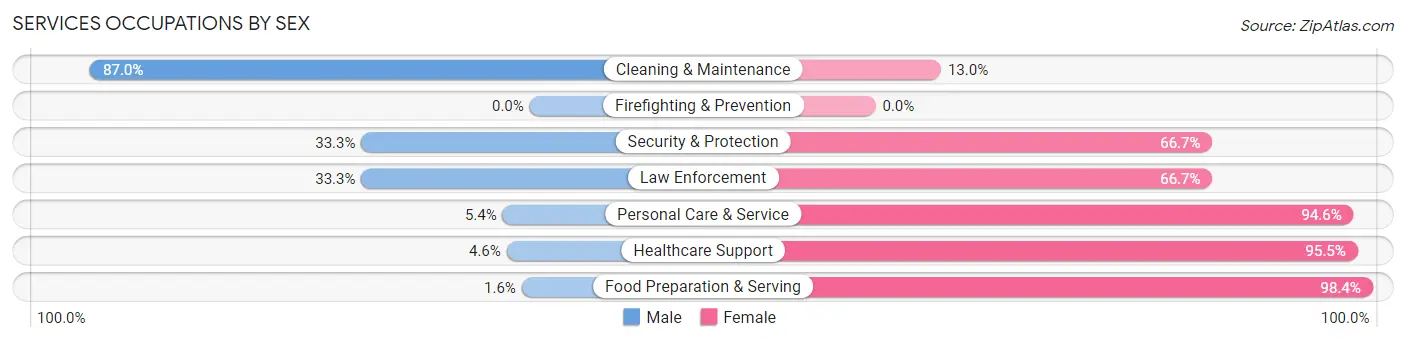 Services Occupations by Sex in Zip Code 63730