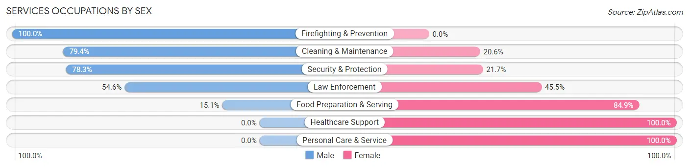Services Occupations by Sex in Zip Code 63736