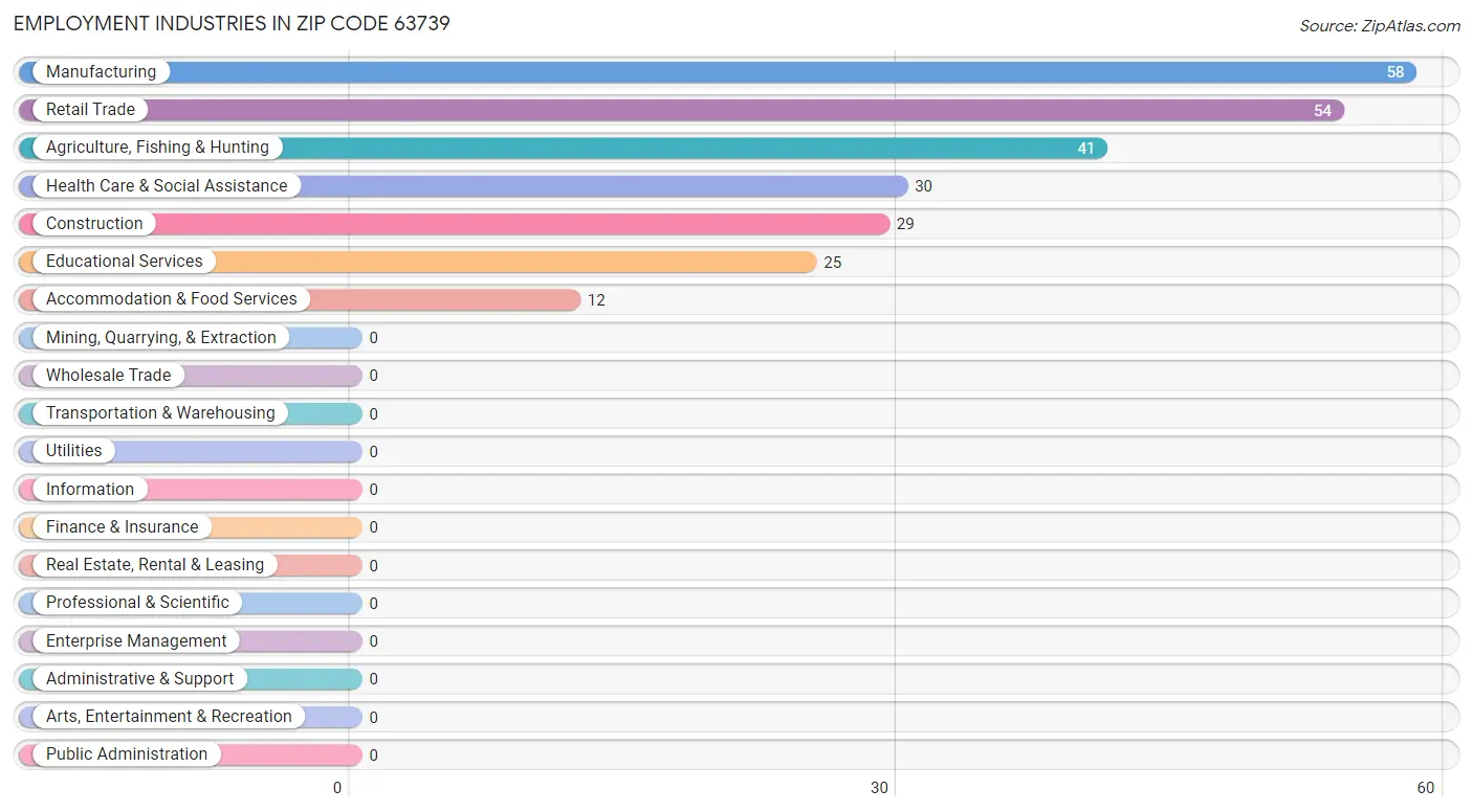 Employment Industries in Zip Code 63739