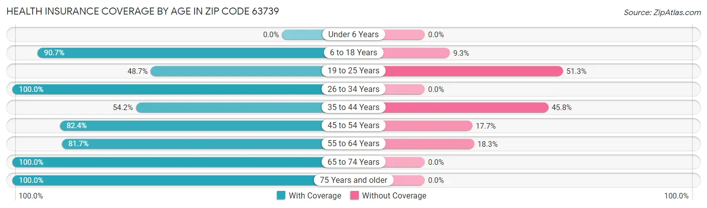 Health Insurance Coverage by Age in Zip Code 63739