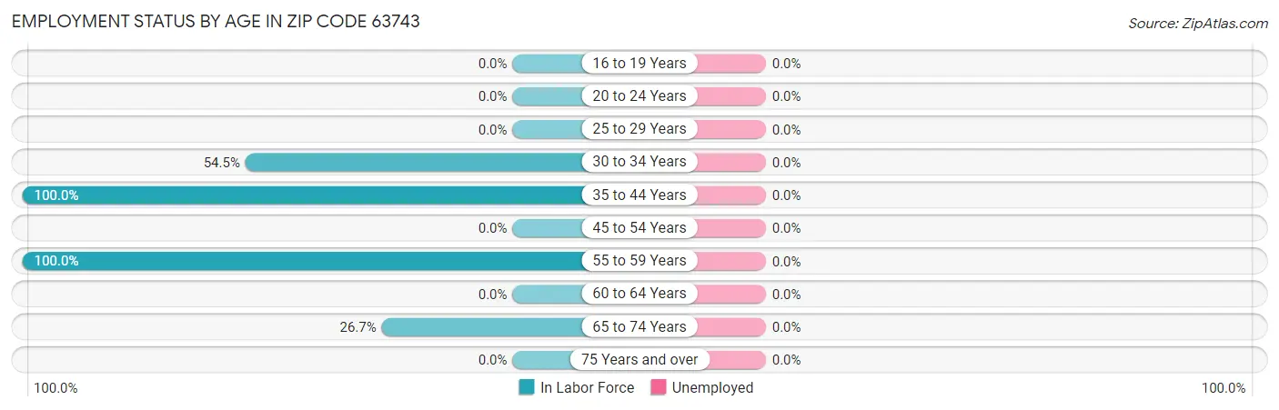 Employment Status by Age in Zip Code 63743