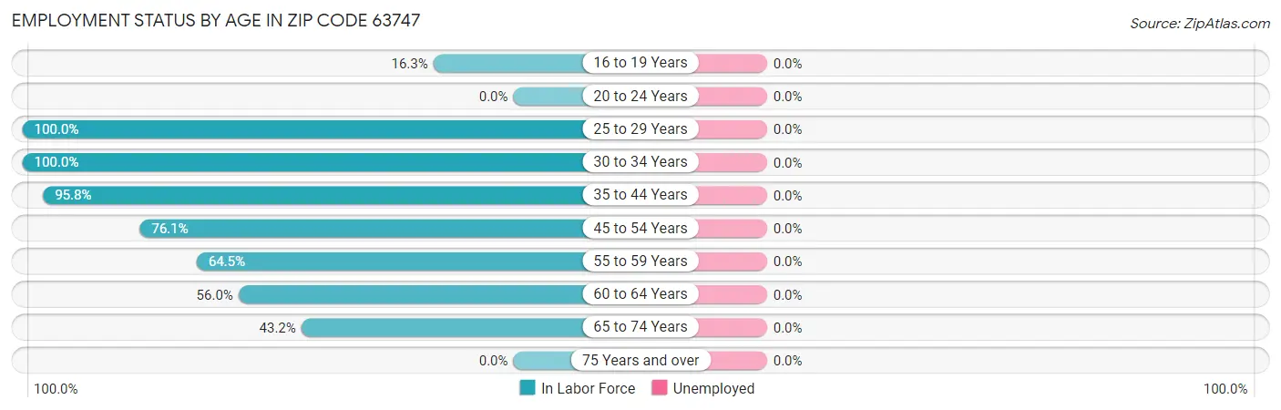 Employment Status by Age in Zip Code 63747