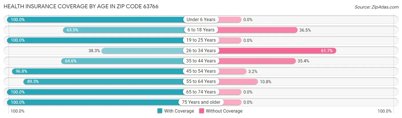 Health Insurance Coverage by Age in Zip Code 63766