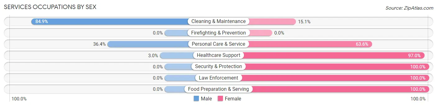 Services Occupations by Sex in Zip Code 63769