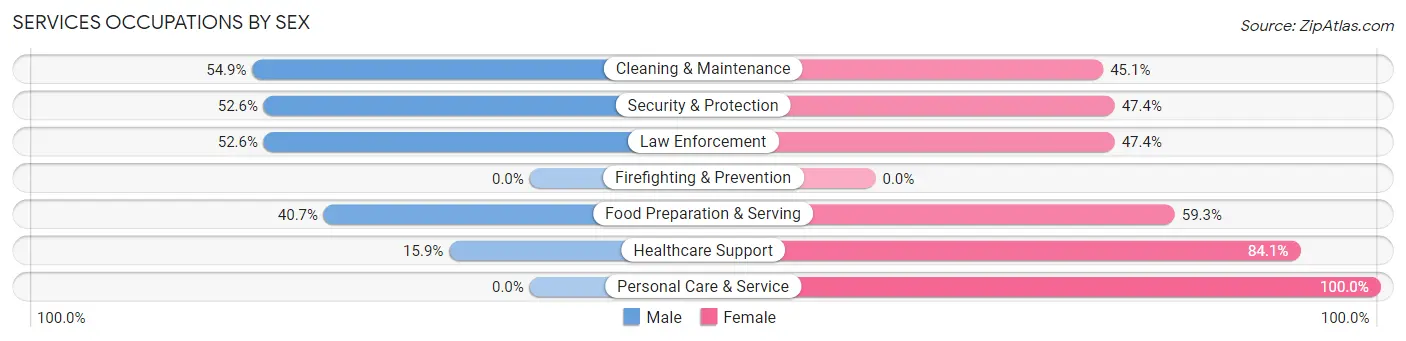 Services Occupations by Sex in Zip Code 63775