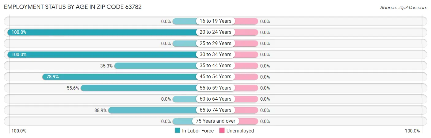 Employment Status by Age in Zip Code 63782
