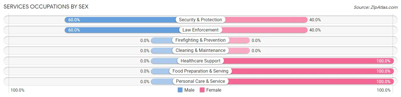 Services Occupations by Sex in Zip Code 63829