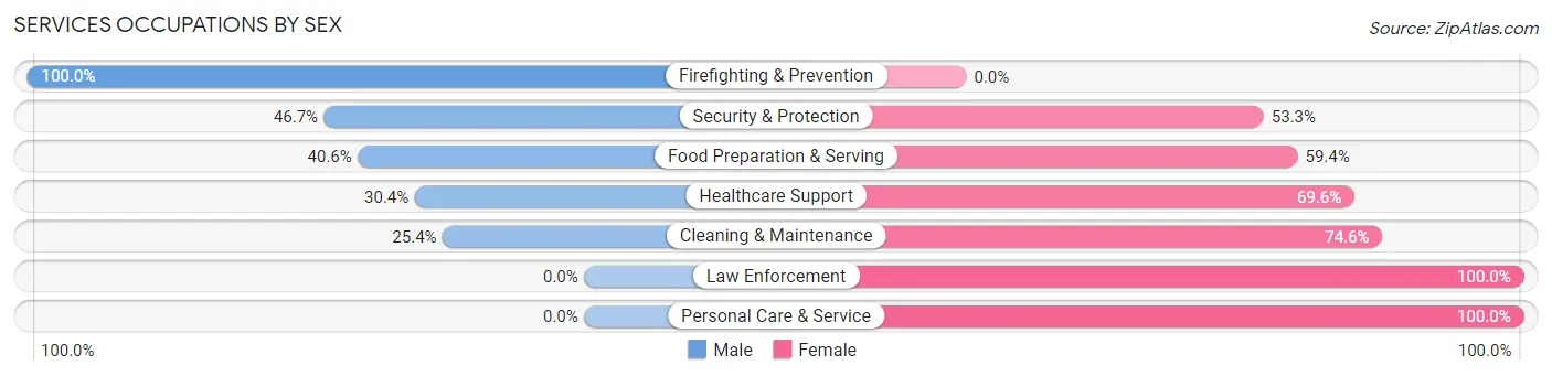 Services Occupations by Sex in Zip Code 63830