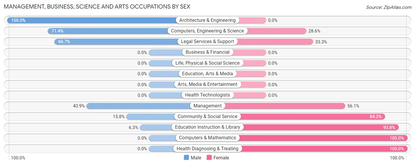 Management, Business, Science and Arts Occupations by Sex in Zip Code 63876