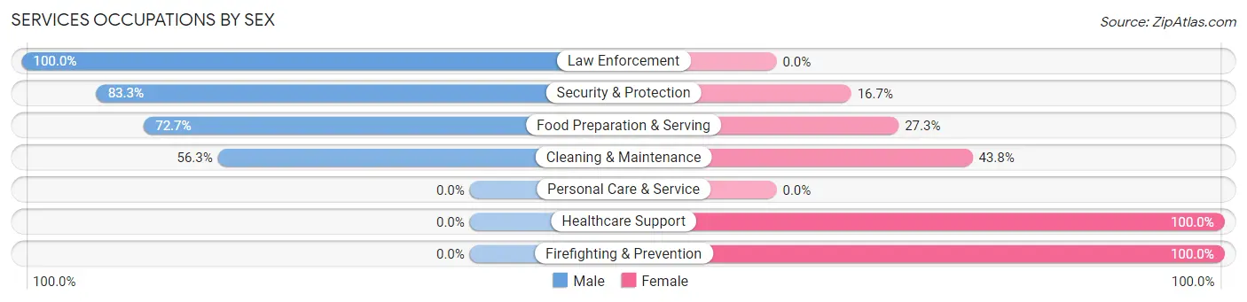 Services Occupations by Sex in Zip Code 63879