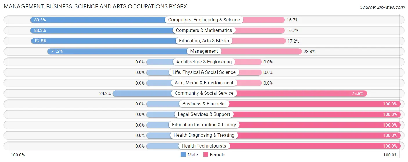 Management, Business, Science and Arts Occupations by Sex in Zip Code 63937