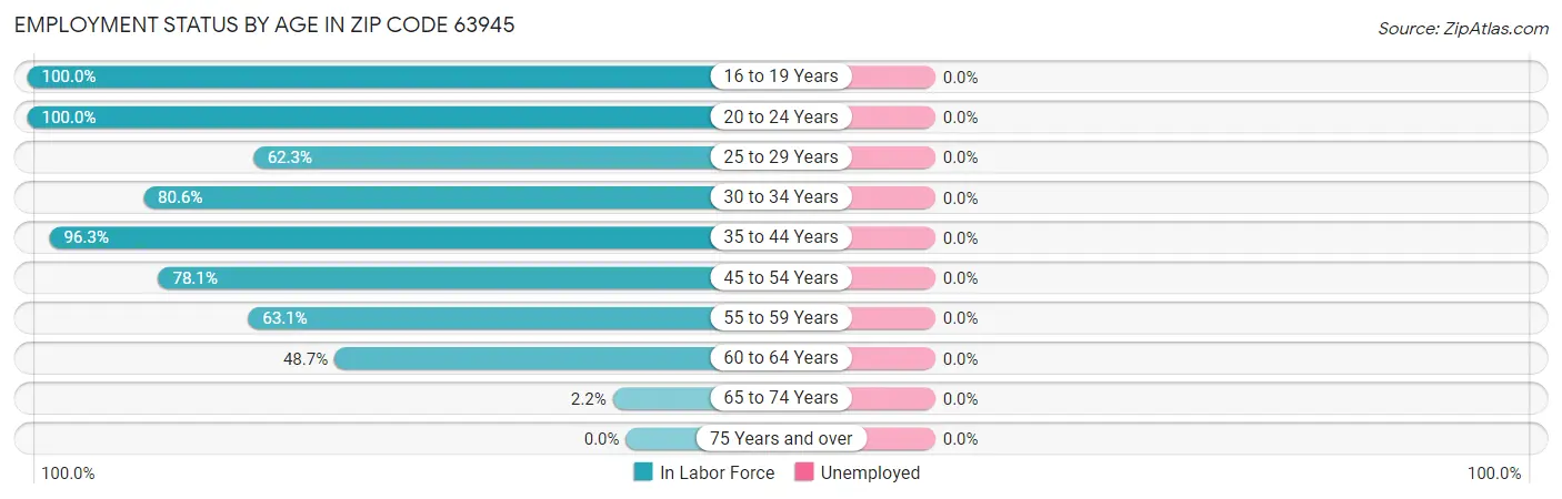 Employment Status by Age in Zip Code 63945