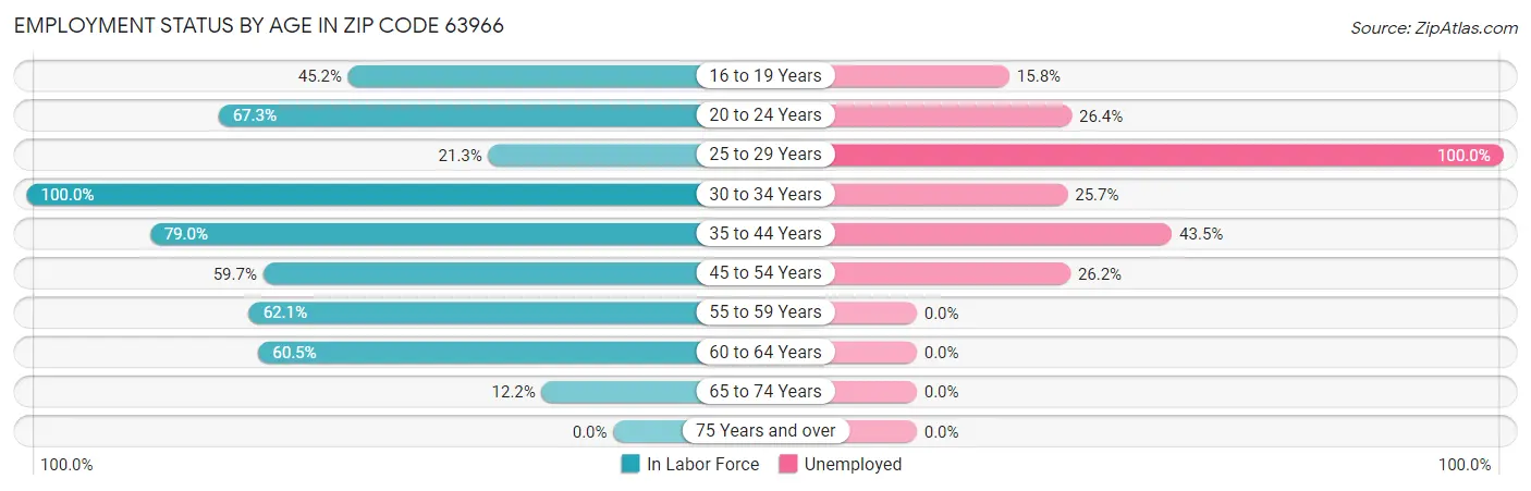 Employment Status by Age in Zip Code 63966