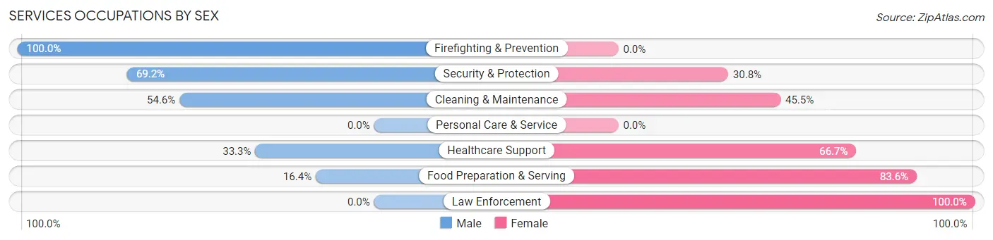 Services Occupations by Sex in Zip Code 63967