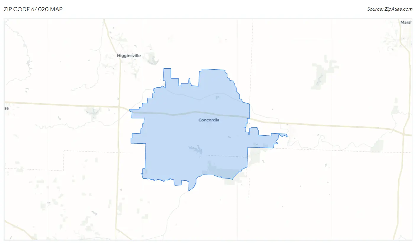 Zip Code 64020 Map