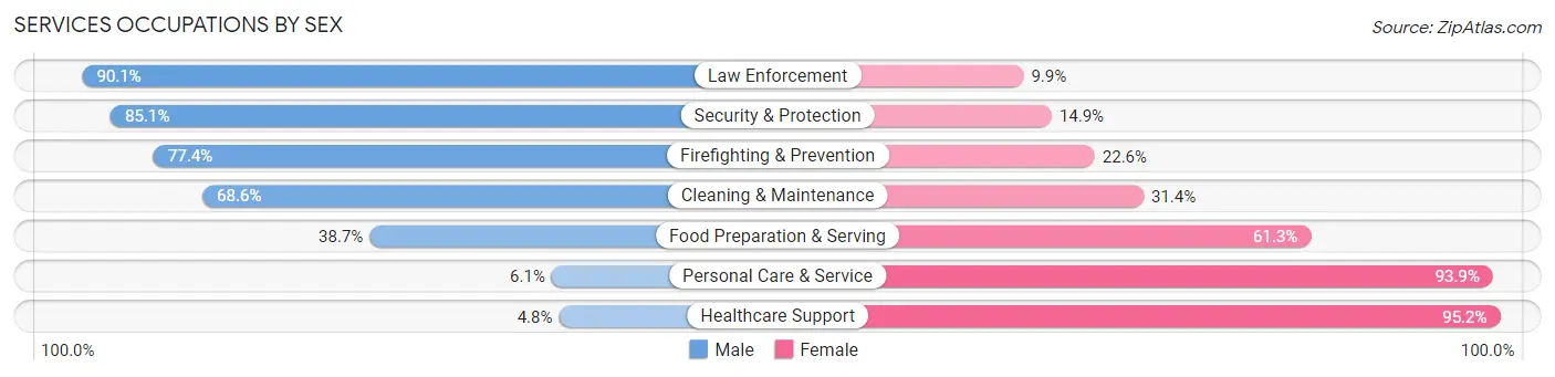 Services Occupations by Sex in Zip Code 64024