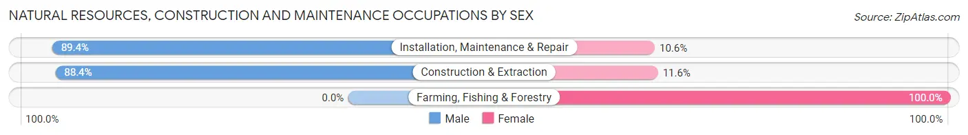 Natural Resources, Construction and Maintenance Occupations by Sex in Zip Code 64050