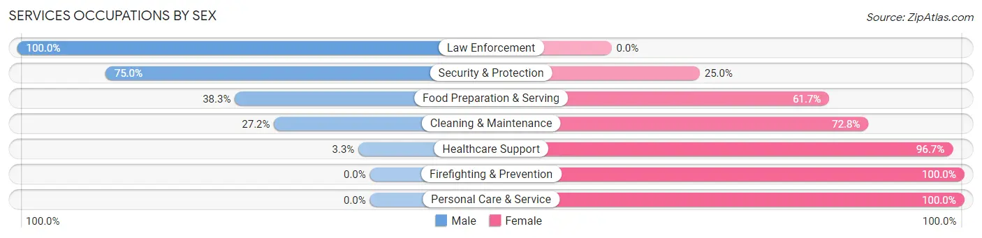Services Occupations by Sex in Zip Code 64062