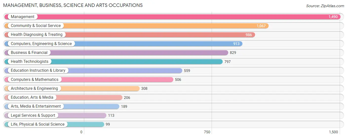 Management, Business, Science and Arts Occupations in Zip Code 64064