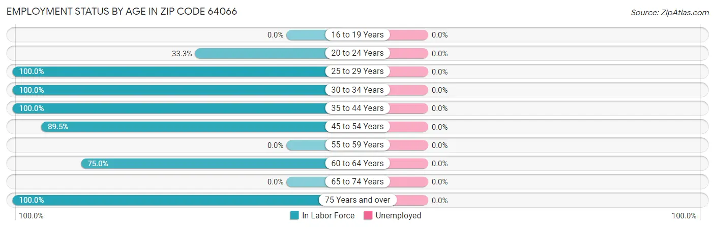 Employment Status by Age in Zip Code 64066