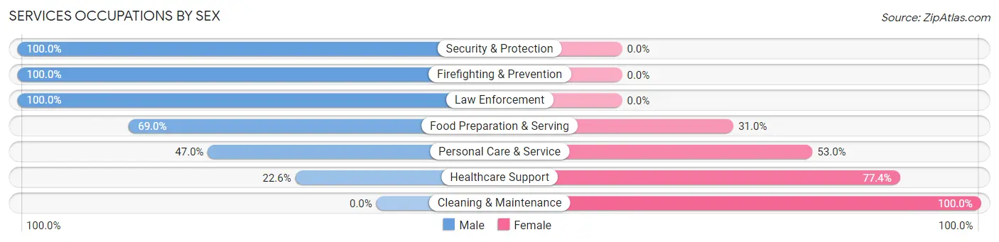 Services Occupations by Sex in Zip Code 64085