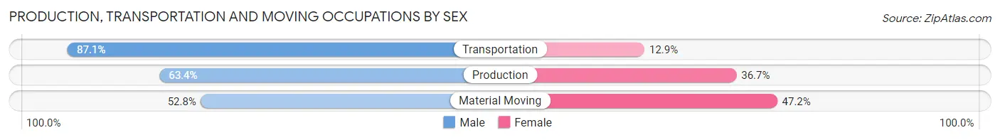Production, Transportation and Moving Occupations by Sex in Zip Code 64118