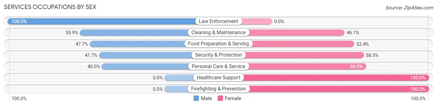 Services Occupations by Sex in Zip Code 64129