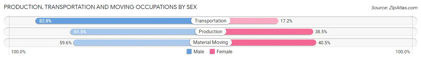 Production, Transportation and Moving Occupations by Sex in Zip Code 64130