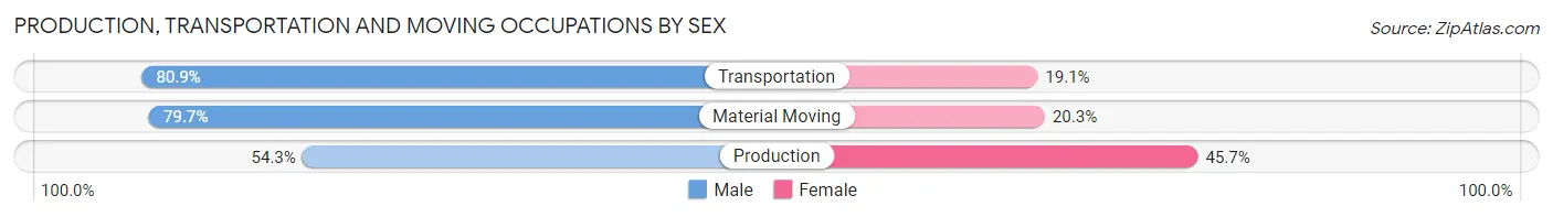 Production, Transportation and Moving Occupations by Sex in Zip Code 64133
