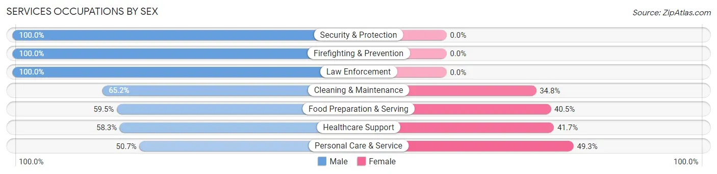 Services Occupations by Sex in Zip Code 64145
