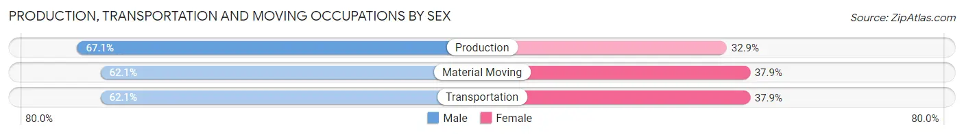 Production, Transportation and Moving Occupations by Sex in Zip Code 64154
