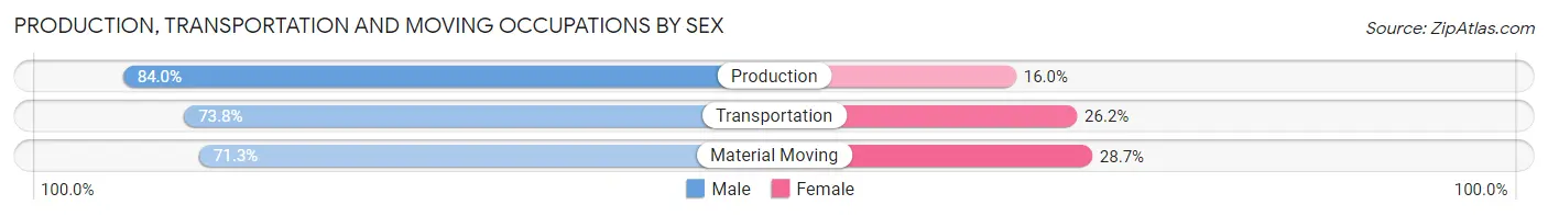 Production, Transportation and Moving Occupations by Sex in Zip Code 64155
