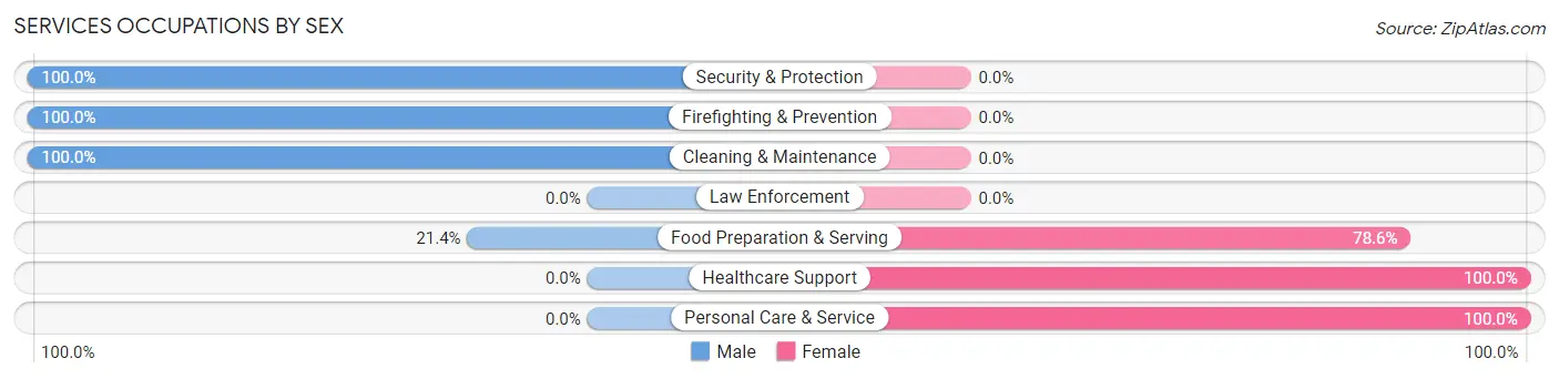 Services Occupations by Sex in Zip Code 64161
