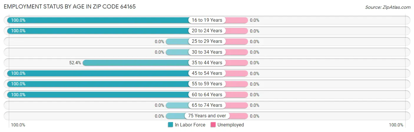 Employment Status by Age in Zip Code 64165