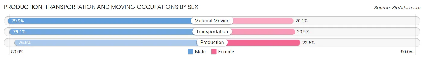 Production, Transportation and Moving Occupations by Sex in Zip Code 64501