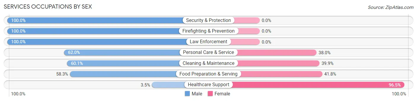 Services Occupations by Sex in Zip Code 64503