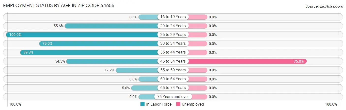 Employment Status by Age in Zip Code 64656