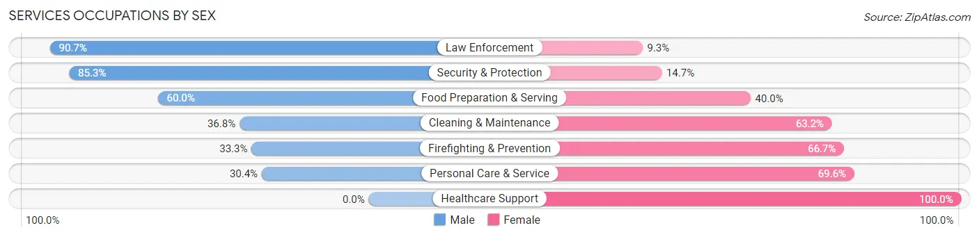 Services Occupations by Sex in Zip Code 64683