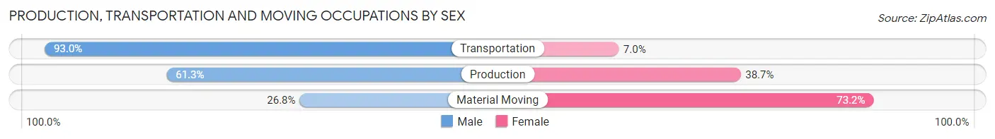 Production, Transportation and Moving Occupations by Sex in Zip Code 64779