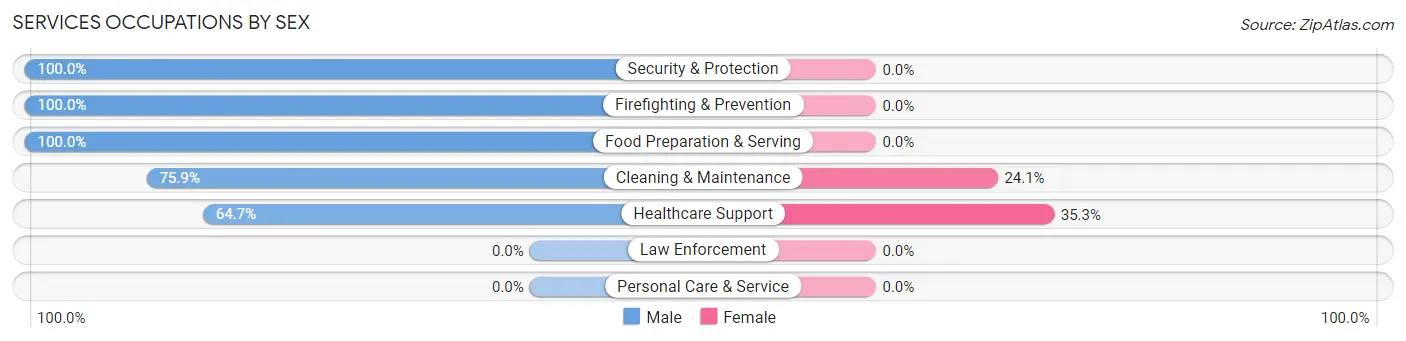 Services Occupations by Sex in Zip Code 64790