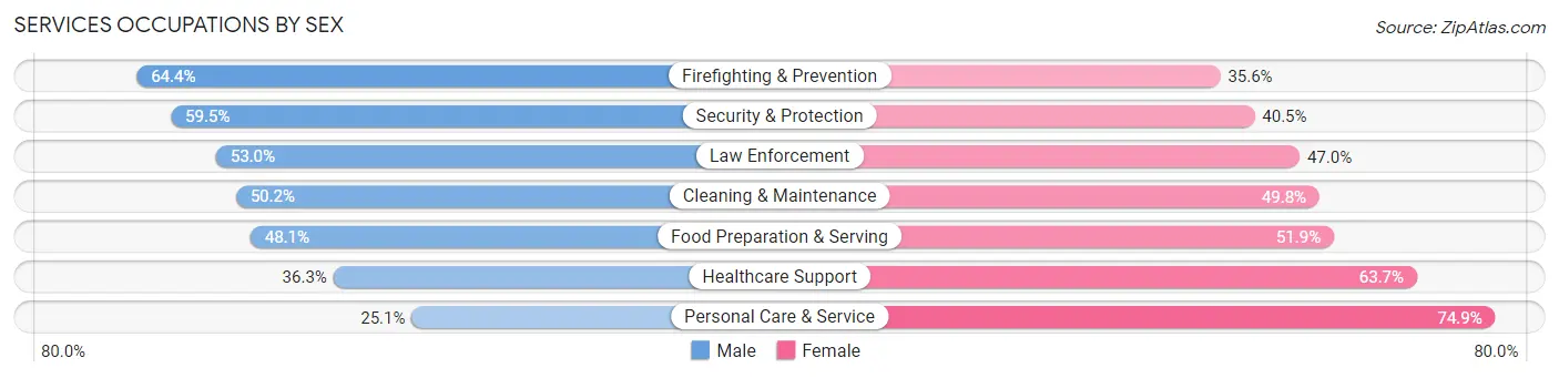 Services Occupations by Sex in Zip Code 64804