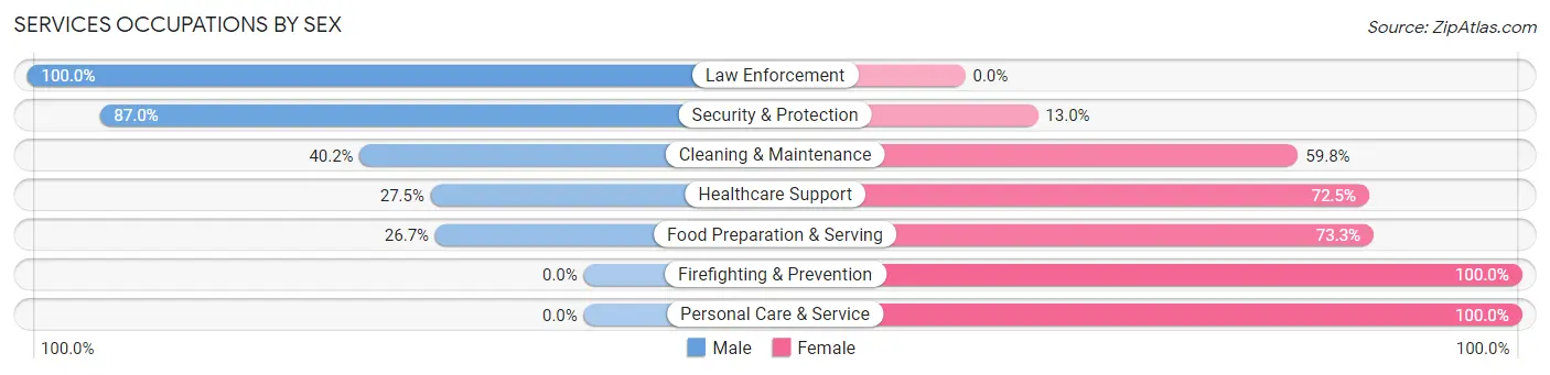 Services Occupations by Sex in Zip Code 64831