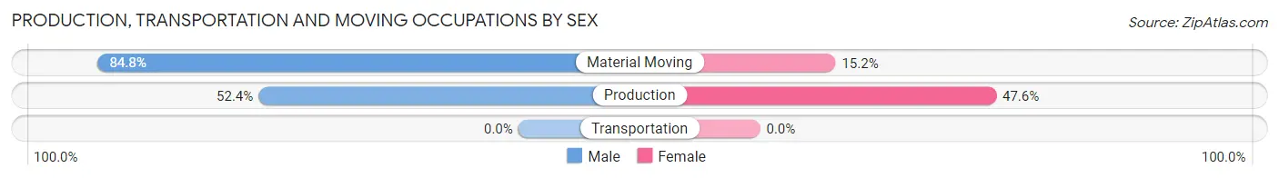 Production, Transportation and Moving Occupations by Sex in Zip Code 64841
