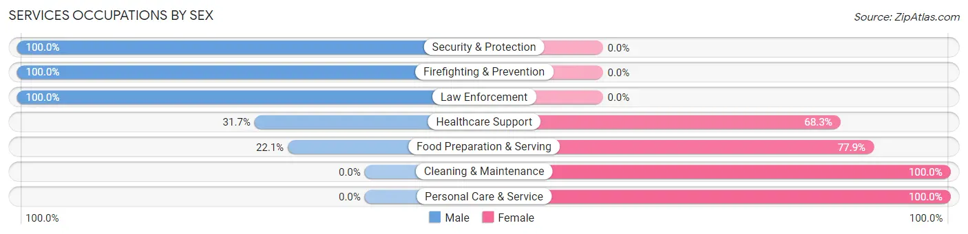 Services Occupations by Sex in Zip Code 64841